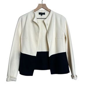Talbots Women’s 2 Wool Jacket Blazer Black Off-White Colorblock Career Elegant